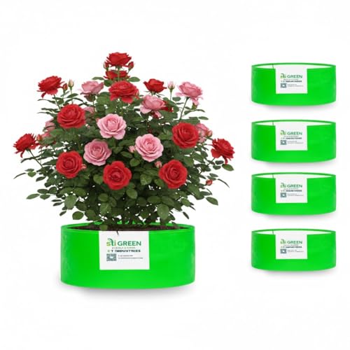 Image of HDPE Grow Bags for Plants 24X18 Inch (Pack of 6) | 260 GSM Heavy Duty UV-Protected Round Green Colour Plant Bags for Terrace and Vegetable Gardening | Strong & Reusable|