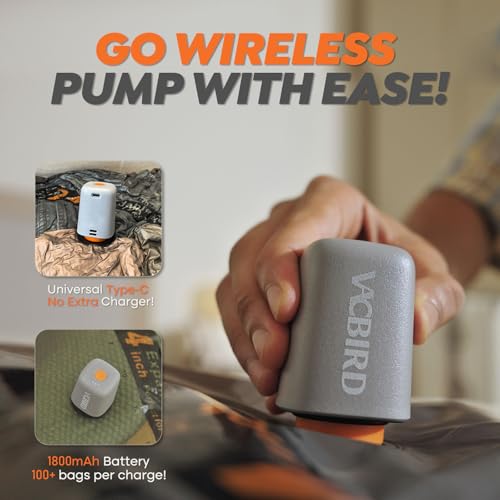 Vacbird Vakuumbeutel für Kleidung mit Kabellose Vakuumpumpe, 20 Stück (8x 40x54cm, 8x 47x64cm, 4x 54x74cm), Platzsparend Vakuumierbeutel für Kleidung – Speziell für Reisen und Kofferorganisation