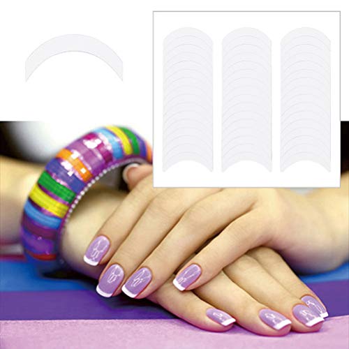 nuoshen 1200 Stücke Selbstklebend French Nail Sticker, 1.7cm Französisch Nagel Aufkleber Schablonen 3D Weiß Linie Nail… – Bild 5
