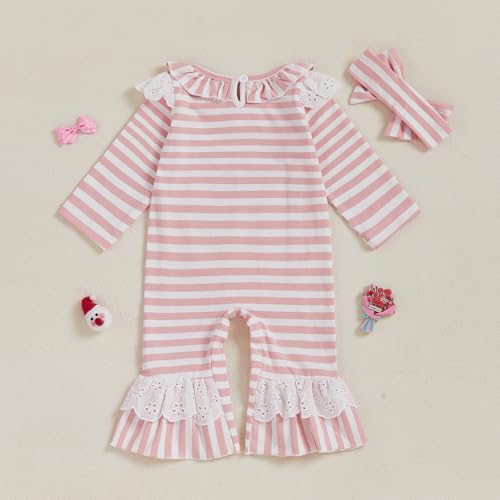 Gueuusu Christmas Baby Girl Outfit Dog Christmas Tree/Santa Claus Embroidery Long Sleeve Ruffle Romper Striped Jumpsuit4