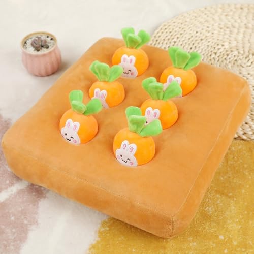Brfveob イチゴ狩り ペット おもちゃ にんじん キノコ ノーズワーク おやつ隠し 訓練毛布 ペット 犬 分離不安 ストレス解消 集中力向上/嗅覚訓練 おもちゃ 運動不足 食いすぎる対策 噛む 知育 餌隠し丈夫 (にんじんうさぎ)