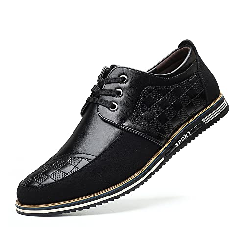 Men's Leather Lace Up Casual Oxford Shoes Fashion Business Luxury Dress Derby Shoes Formal Comfort Soft Walking Shoes Flats