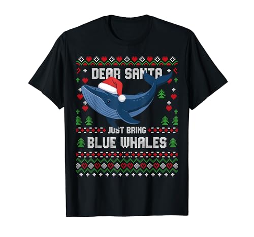 Dear Santa Blue Whales Christmas Ugly Xmas �Z�[�^�[ T�V���c