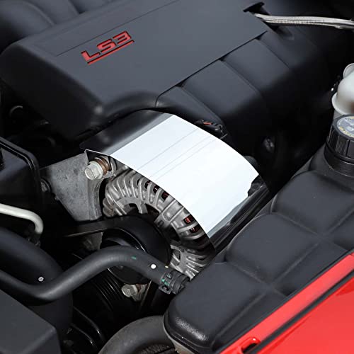 Image of Engine Start Motor Baffle Cover Trim for Chevy Corvette C6 2005 2006 2007 2008 2009 2010 2011 2012 2013 Accessories, Engine Start Baffle Trim Panel, Hood Engine Alternator Cover, Stainless Steel