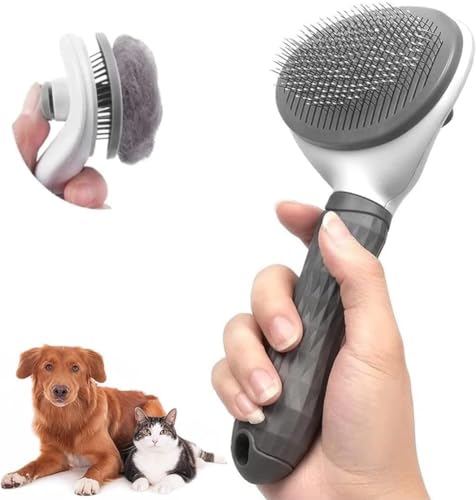 FurryFlock Cepillo para Perros y Gatos, Quitapelos Mascotas Antiestres, Peine Perro Gato con pelo Corto y Largo, Recoge Pelos mascotas, Rascadores Repelentes de Insectos y Parásitos (Gris)