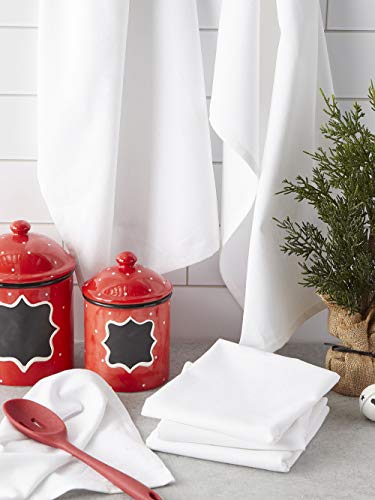 Dii Basic Solid Dishtowel Collection Cotton Flat Woven, Small Set, 18X28, White, 6 Piece #TOP6
