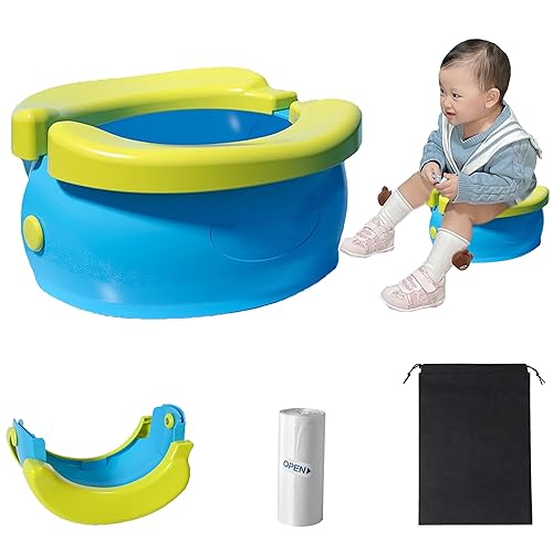 YOOLEETC Travel Potty for Toddler Kids,Folding Toilet in Banana Shape,Portable Car Potty with Storage Bag,Outdoor and Indoor Easy to Clean (Blue)