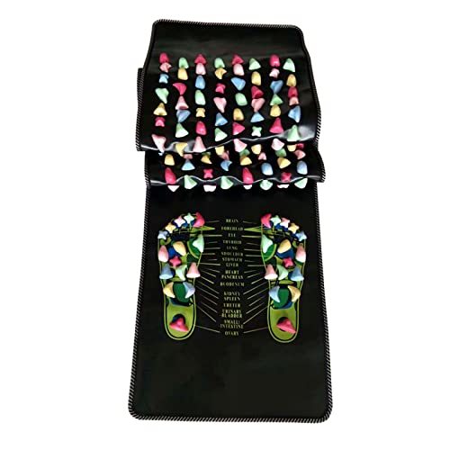 Baufon Reflexology Mat, Foot Acupressure Mat, Foot Reflexology Massager And Pressure Point Tool-Stone Road For Foot Relax-Targeting Foot Massage Mat With Chart Can Reduce Stress（68.9In*13.78In #TOP6