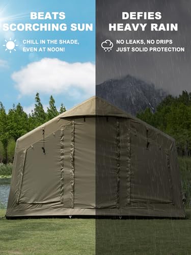 Roveity Inflatable Camping Tent for 3-5 Persons - Spacious Cabin Tent with Skylight, Hand Pump, and Stove Jack for Luxurious Family Adventures - Image 6