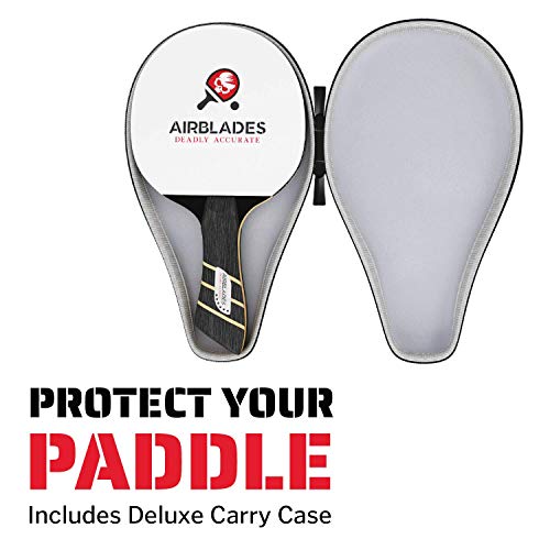 Professional Ping Pong Paddle With Hard Carry Case | Pro Table Tennis Racket | Table Tennis Paddle With Ergonomic Handle | 5 Blades Of Wood With Premium Rubber And Sponge By Airblades #TOP5