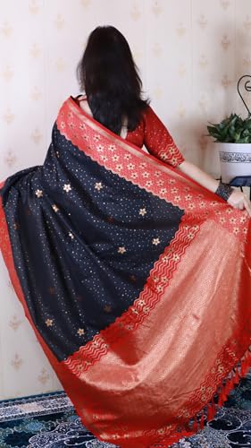 Image of SGF11 Women's Kanjivaram Pure Handloom Soft Silk Saree With Blouse Piece