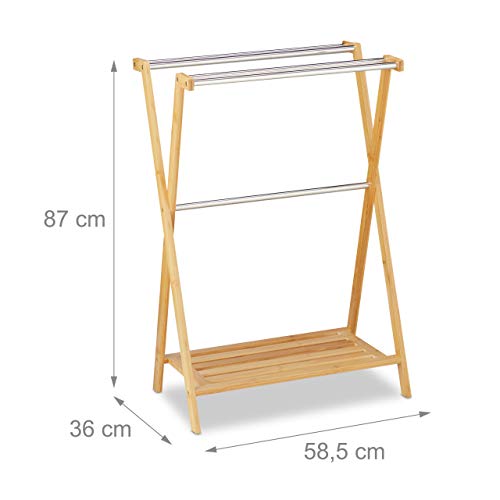Porte-serviettes bambou 5 barres Relaxdays support torchons et lavettes - 5