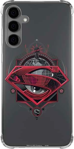 Skinit Clear Phone Case Compatible with Galaxy S24 Plus - Officially Licensed DC Comics Superman Logo Background Pattern Design