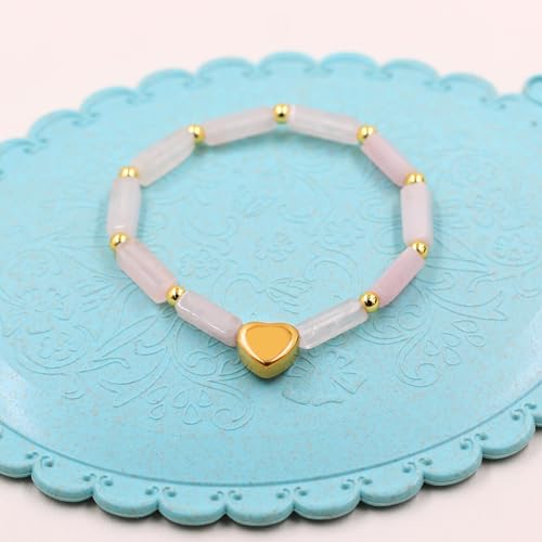 Image of Cuboid Love Elastic Bracelet, Crystal Energy Stone Anxiety Relief Yoga Jewelry for Women Male (Heart-shaped Charm Can Be Customized Name)