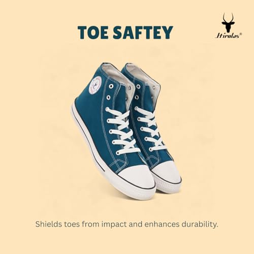 Image of Hirolas Men's Vulcanized Canvas Rubber Toe High Ankle Skateboard Sneakers Shoes.
