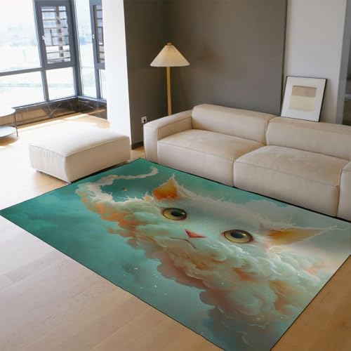 Tapis chat cuisine antidérapant et lavable à poil bas doux