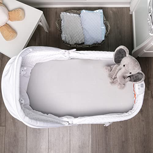 Image of 2-Pack Bassinet Sheets - 100% Cotton Jersey Knit Navy Blue and Gray Bassinet Mattress Pad Fitted Sheet for Baby Boy; Compatible with Bassinet Bedside Co-Sleeper Lounger Brands; Oval Rectangle Mattress