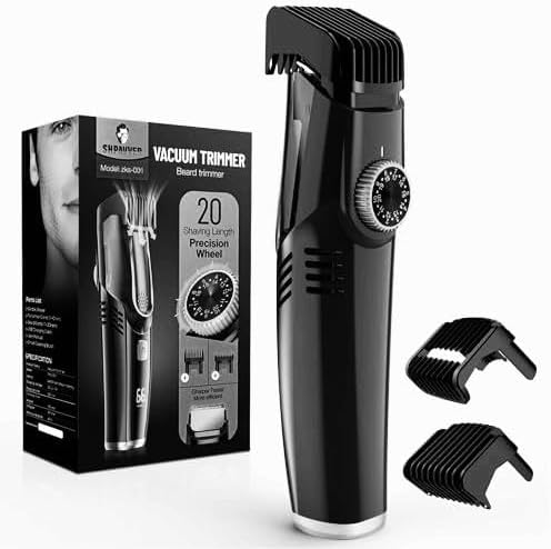SHPAVVER Recortadora de barba para hombres recortadora de bigote al vacío IPX7 resistente al agua - Kit de corte de barba eléctrico recargable con