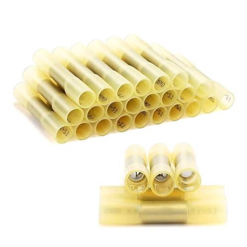 200 Pcs of Yellow Heat Shrink Crimp Terminals Splice Butt Wire Connectors 12-10 AWG