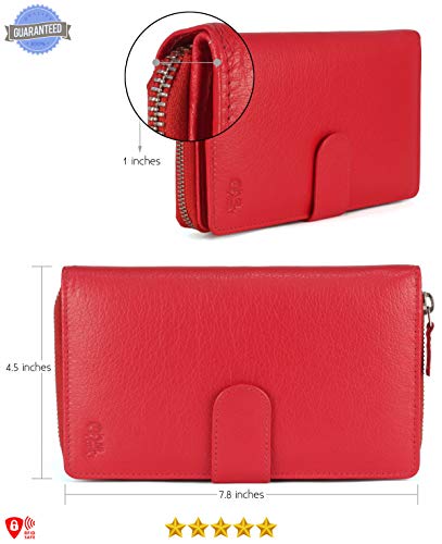 Image of Big Fat RFID Blocking Leather Organizer Checkbook Wallets For Women - Clutch
