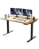 Uncaged Ergonomics Rise Up Electric Standing Desk Adjustable Height 24-49' Dual Motor One Piece 60x30 Bamboo Large Standing Table, Sit Stand Rising Desk Home Office