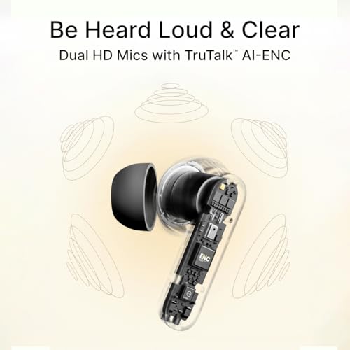 Image of pTron Bassbuds Indie In-Ear TWS Earbuds w / 10mm Drivers, 45Hrs Playtime, Dual HD Mic & AI-ENC Calls, Custom EQ, Mobile App, Bluetooth V5.4 Earphones, Voice Assistant, Type C Charging & IPX5(Jet Black)