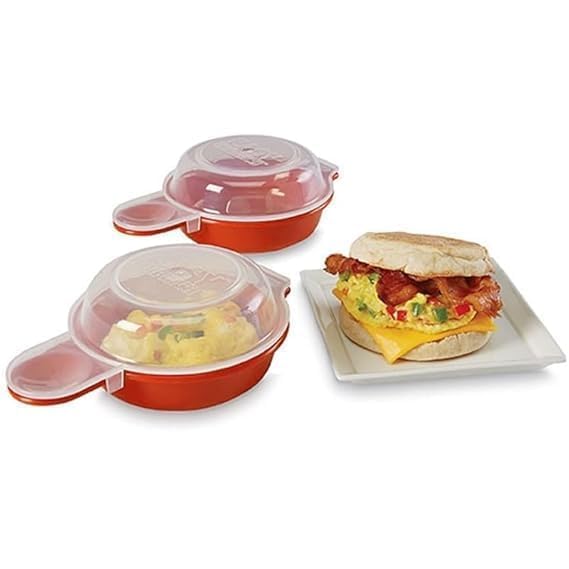 HELLYPO 2 Sets Microwave Egg Cooker,1 Minute Fast Egg Hamburg Omelet Maker Kitchen Cooking Tool-image-1