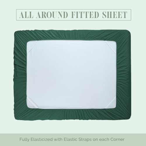 Image of Elegant Comfort Luxury 1500 Premium Hotel Quality Microfiber 4-Piece Sheet Set - Soft, All Around Elastic 18-24 Inches Deep Fitted Sheet - Extra Deep Pocket Sheets, Full, Hunter Green