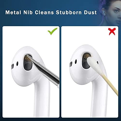 Hoppac Airpods Cleaning Kit,Earbud Cleaning Pen With Brush And Metal tip,Multifunctional Earbuds Cleaning Kit,Portable Earbud Cleaner Gadget, Bluetooth Earbuds Cleaning Pen for Deep Cleaning