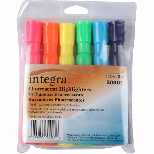 Integra Surligneur Bureau, pointe biseau, 6/ensemble, assorti (ITA30001)