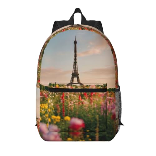 Sac à dos d'école Tour Eiffel léger noir taille unique pour hommes et femmes