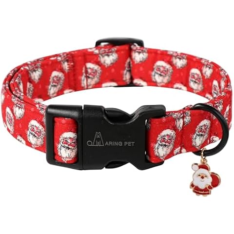 ARING PET Christmas Dog Collar-Cute Red Santa Claus Dog Collars, Adjustable Christmas Pet Collars Puppy Collar with Quick Release Buckle for Girl&Boy Dogs Cover