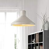Paco Home LED Pendelleuchte, E27, Lampe Für Wohnzimmer Esszimmer Küche, Höhenverstellbar, Farbe: Beton-Sandstein-Weiß, Leuchtmittel: ohne Leuchtmittel