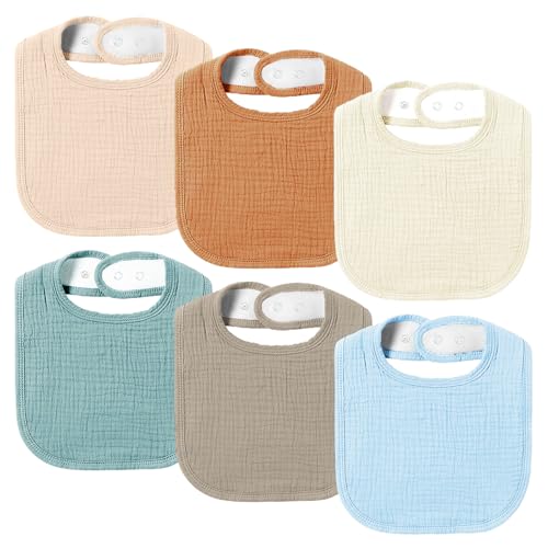 Image of AMAWMW Muslin Baby Bibs for Unisex Boys Girls 6Pack Baby Bandana Drool Bibs Adjustable Newborn Bib for Drooling & Teething