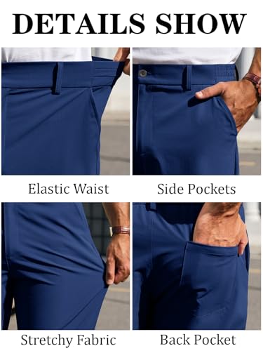 Image of Runcati Mens Stretch Golf Pants Casual Dress Pants Work Trousers
