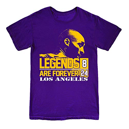 Mens Retired Number 8 24 Kobe Tribute Kids T-Shirt (Purple, Youth M)