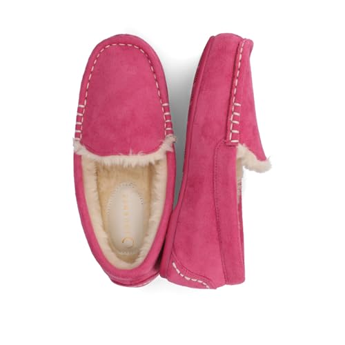 Journee Collection Womens Jetah Fur Lined Moccasin Slippers Whipstitch Slip On Round Toe Cushioned Durable Sole House Shoe4