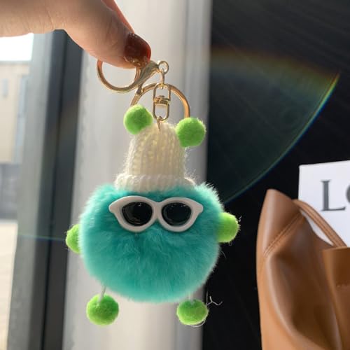 Geschenk Einschulung Schul Monster Plüsch, Einschulung Schlüsselanhänger, Glücksbringer Schule, Mutmacher Anhänger Mäppchen oder Ranzen (Blau Grün)