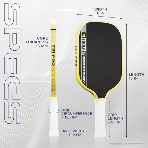 Image of JOOLA Pro V Pickleball Paddle - 14mm /16mm - Raw Carbon Fiber Textured Surface - Enhanced Frame & Propulsion Core, USAPA & UPA-A Certified, NFC Chip Enabled, Premium Control & Lightweight Performance