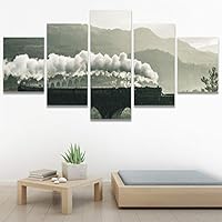 SIGNWIN 5 Panel Canvas Wall Art Modern Art Cars Edgy Industrial Mixed Media Multicolor Transportation for Home Decorations Ready to Hang - 60