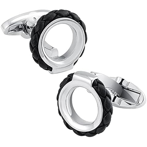 Dannyshi Cufflinks for mens Shirt Classic Business Wedding Cuff Links Personalized Gift (black) Cover