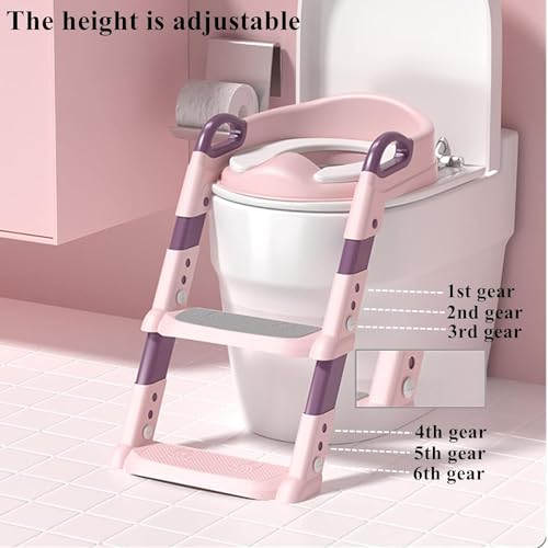 Image of Skylofts Baby Potty Training Seat Potty seat for Kids 1-3 Years Potty Training Stair Potty Seat for Kids 2-5 Years (Pink)