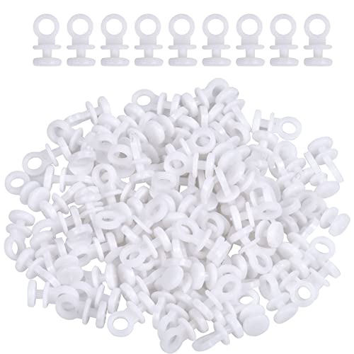 DecorDwell Lot de 150 crochets de rideaux pour rails, crochets de rail de rideau, pour chambre à coucher, camping-car, armoires, en plastique blanc, crochets...