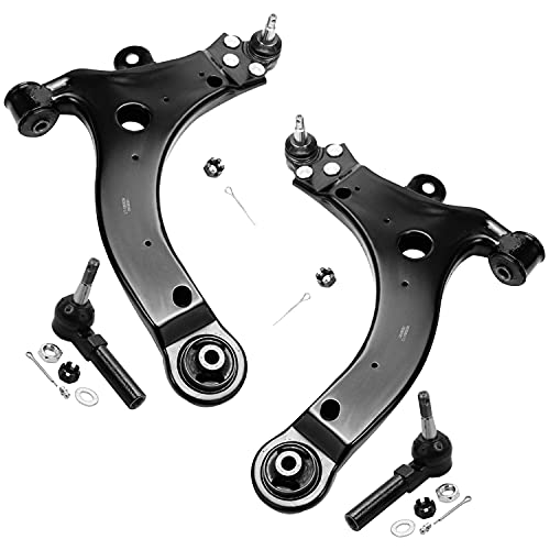Image of Detroit Axle - 4pc Front End Kit for Buick Allure Century LaCrosse Regal Chevy Impala Monte Carlo Pontiac Grand Prix 2 Lower Control Arms w /Ball Joints 2 Outer Tie Rods Replacement