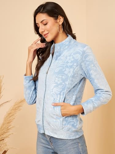 Image of Modeve Floral Printed Stand Collar Lightweight Tailored Jacket