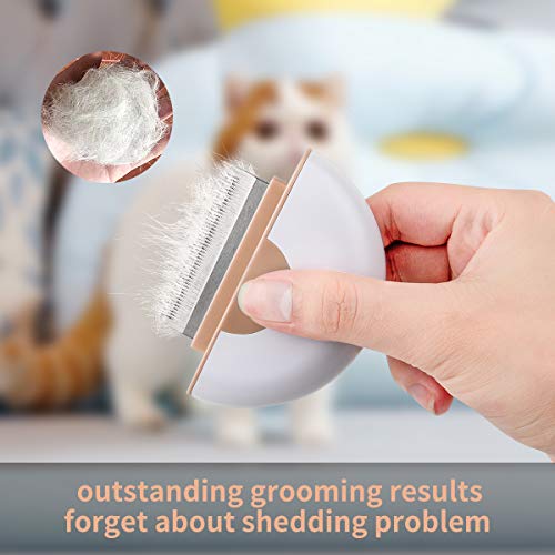 Cat Hair Removal Comb Dog Grooming Brush 2 in 1 Pet Massage Shedding Brush Portable Self Cleaning Tools for Short Long Haired Puppy & Kitten & Rabbit & Little Pets - Thumbnail 4
