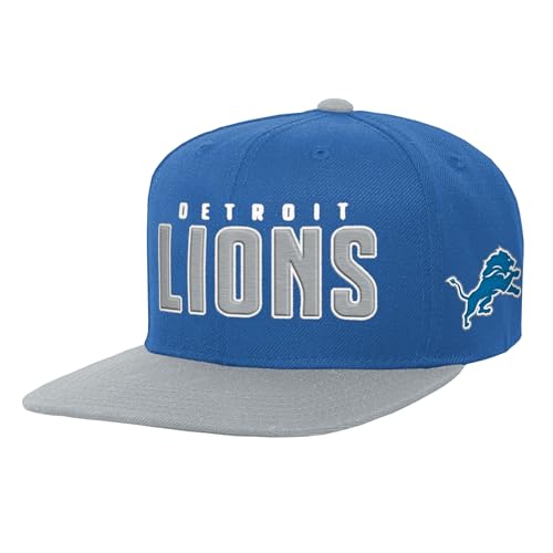 NFL Kids Youth 8-20 Official Team Lock Up Wordmark Primary Logo Snapback Adjustable Hat Cap - One Size (US, Alpha, One Size, Detroit Lions)