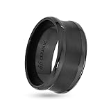 Boston Bay Diamonds 8 mm Ajuste cómodo Anillo de cerámica Negro Banda de Boda con Canal de Centro Accent