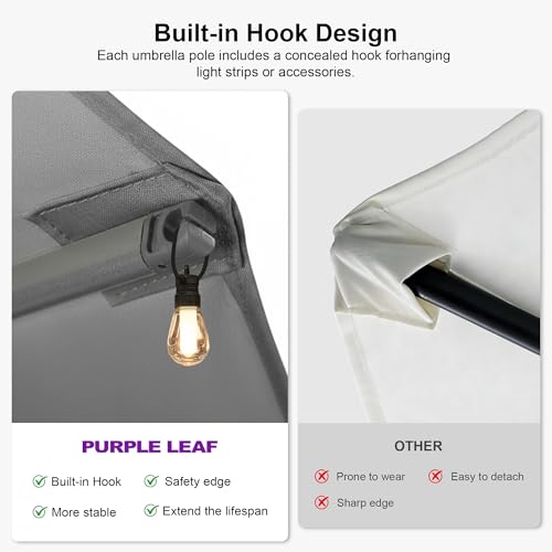 Image of PURPLE LEAF Patio Umbrella 14ft with Base UV Resistant Rectangle, Grey