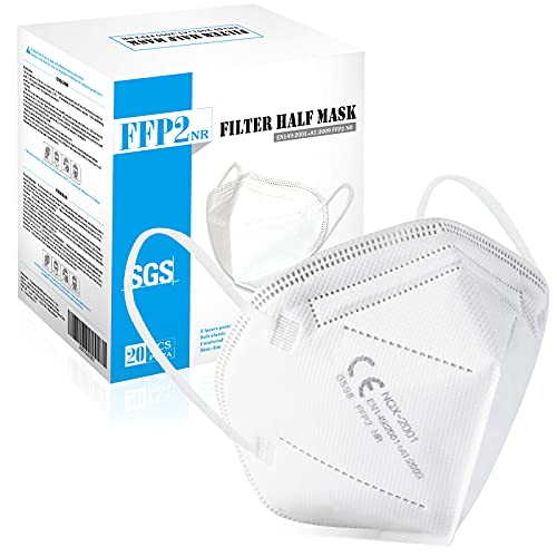 Preisvergleich Produktbild GDNQX 20 Stück FFP2 Maske, 5-lagige Atmungsaktiv Atemschutzmaske Gesichtsmasken, 94% Partikelfiltermaske, FFP2 Mundschutzmaske für Drinnen, Draussen